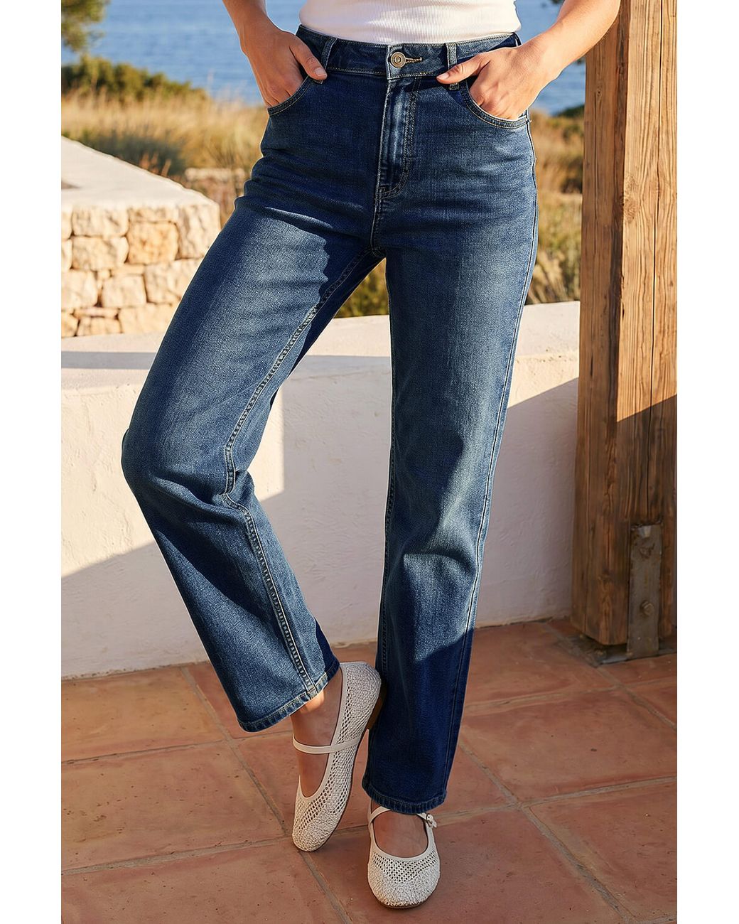 Roman Blue Straight Leg Stretch Jeans