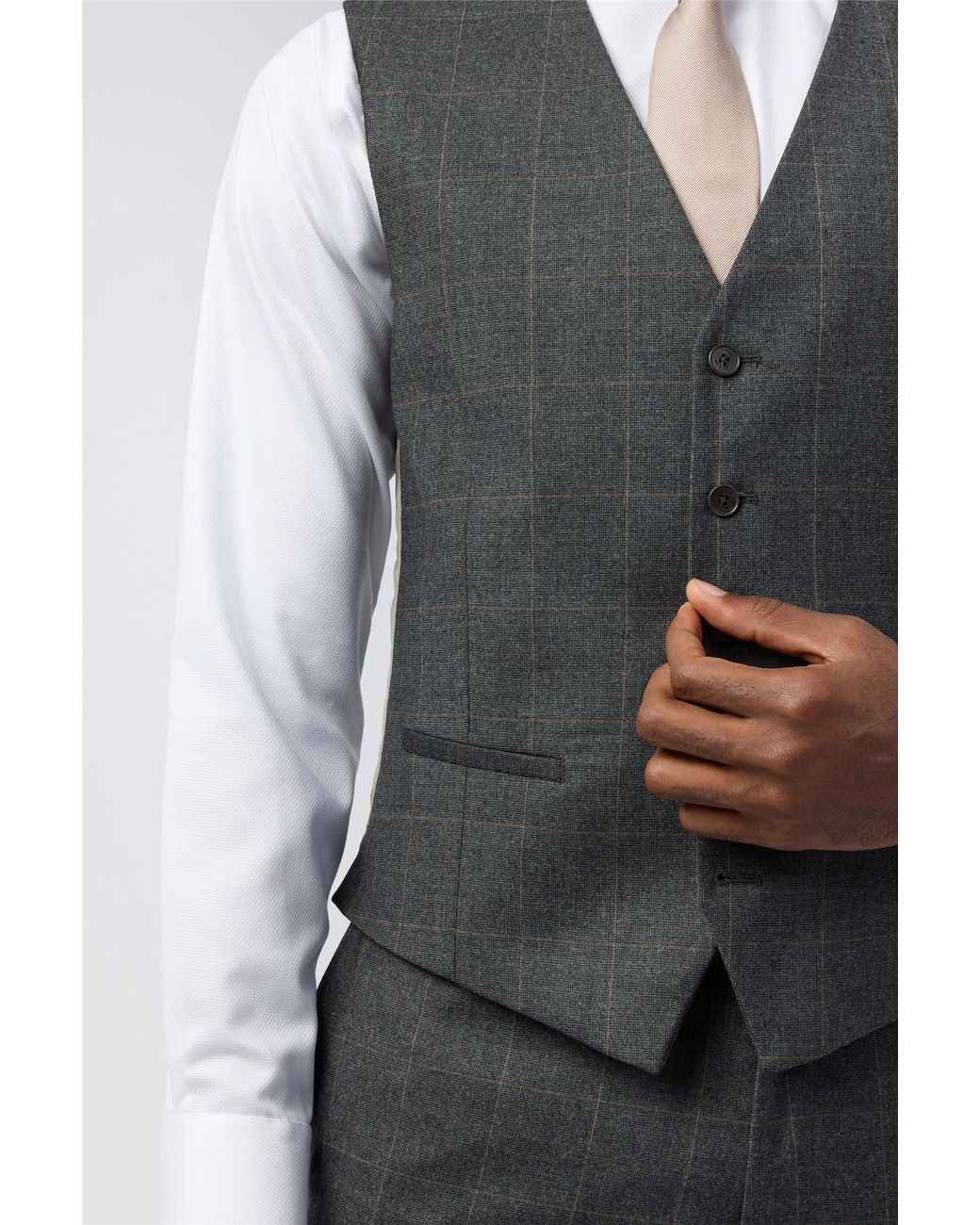 Ted Baker Gray Single Breasted Five Button V-Neck Slim Fit Suit Waistcoat for men