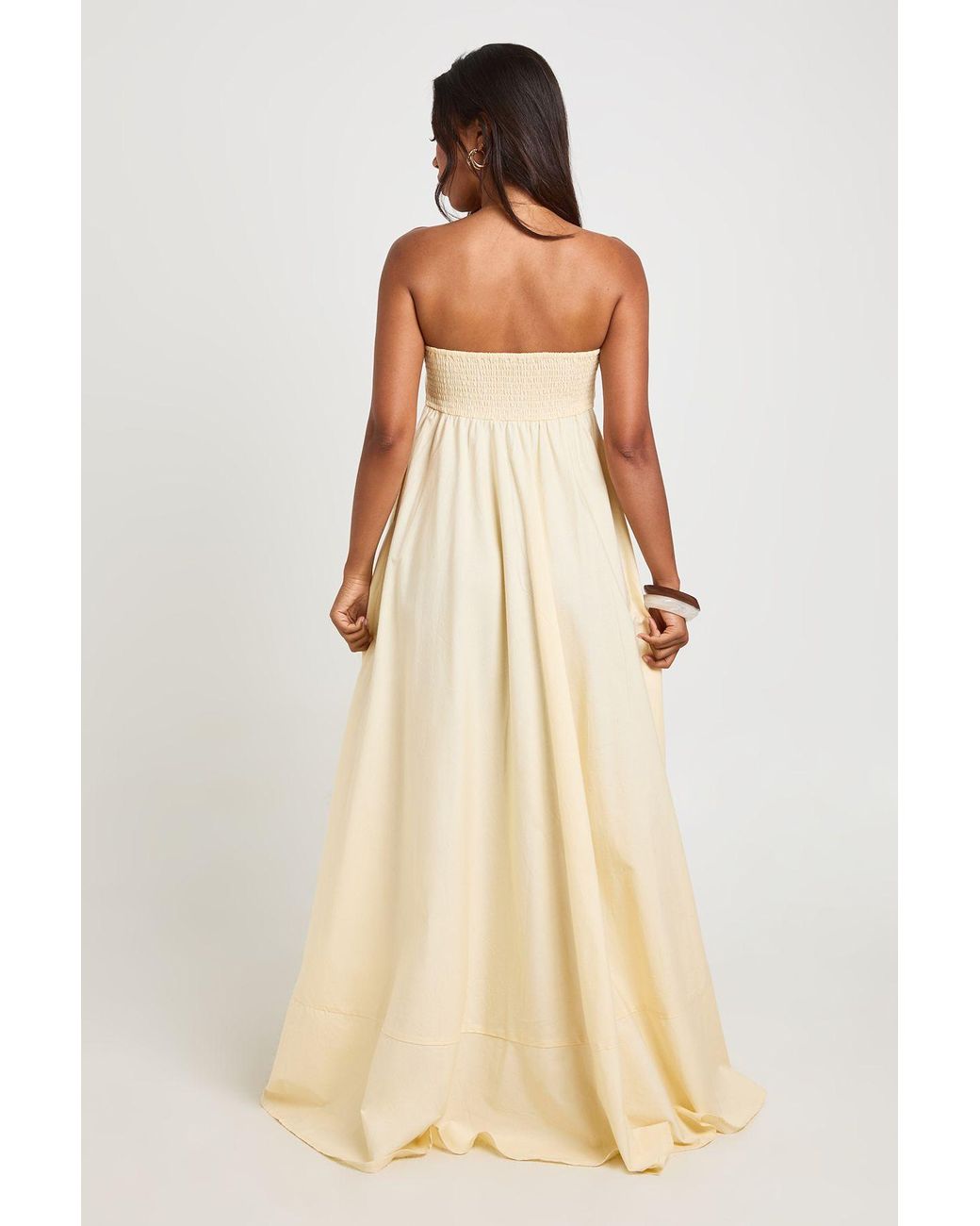 Boohoo Natural Cotton Poplin Shirred Elasticated Back Maxi Dress