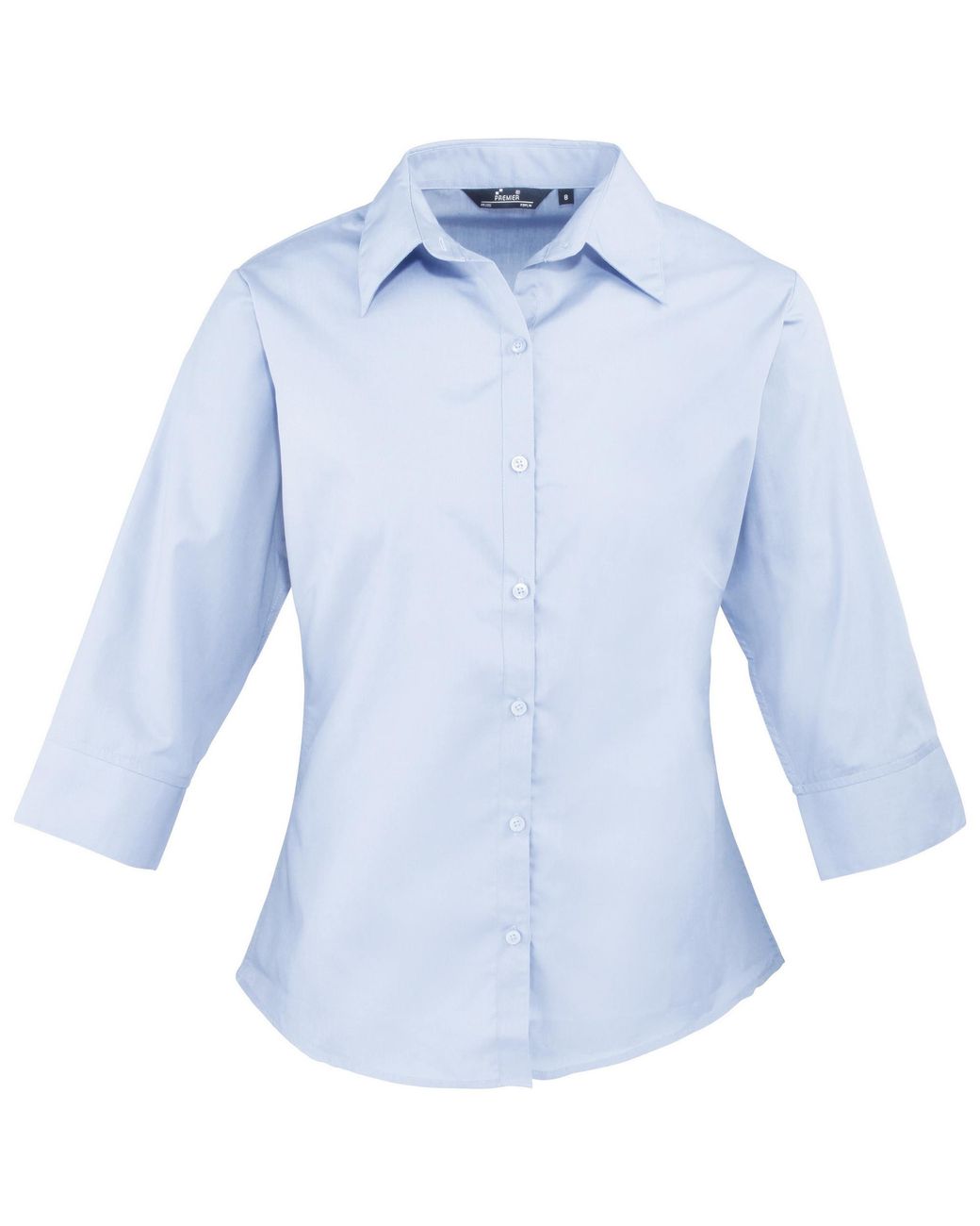 PREMIER Blue 3/4 Sleeve Poplin Blouse Plain Work Shirt (Light)