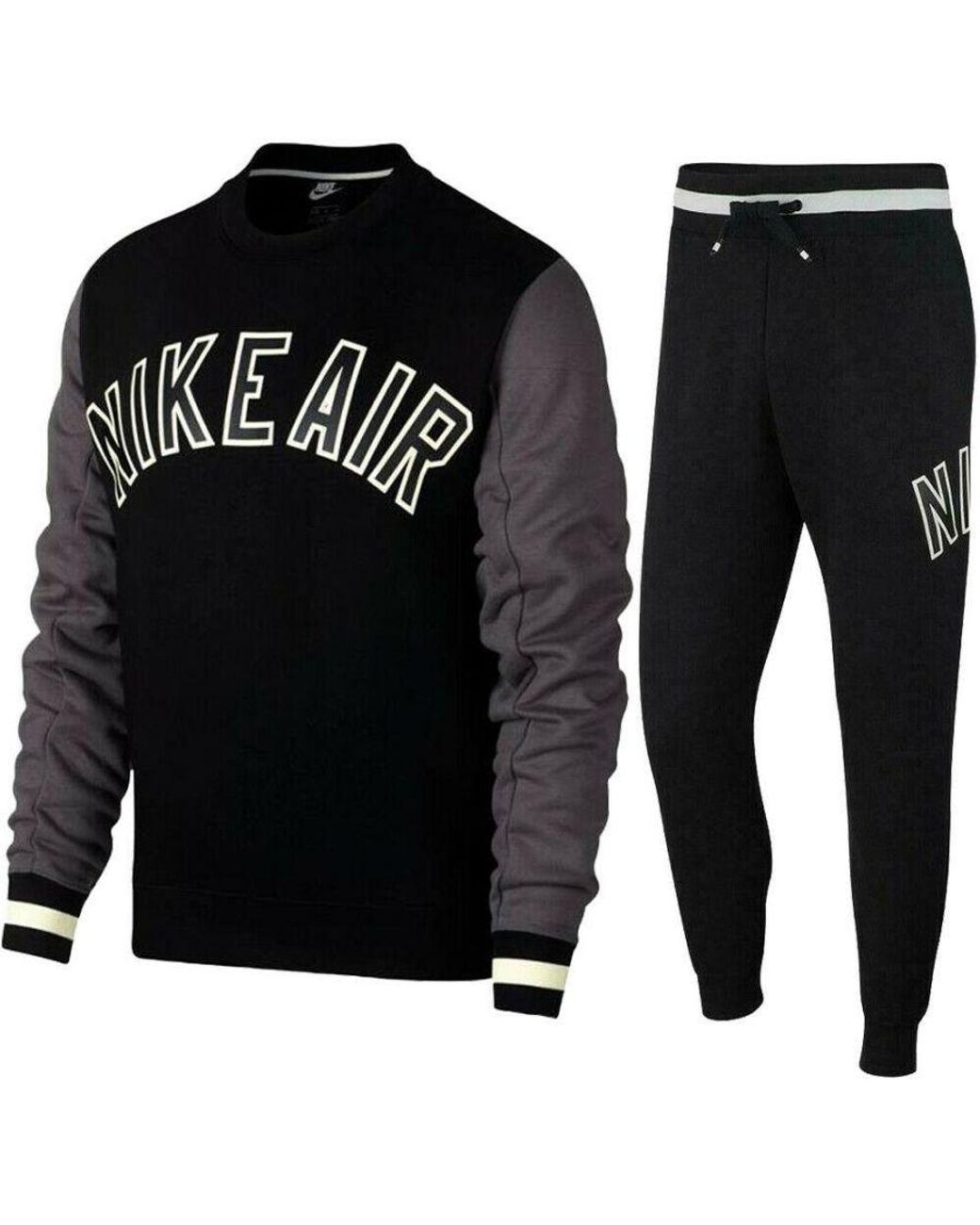 Nike Air Fleece Full Crewneck Tracksuit Set Black Cotton for Men | Lyst UK