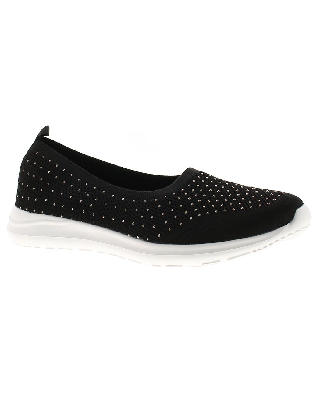 Platino Black Flat Shoes Meryl Slip On Textile