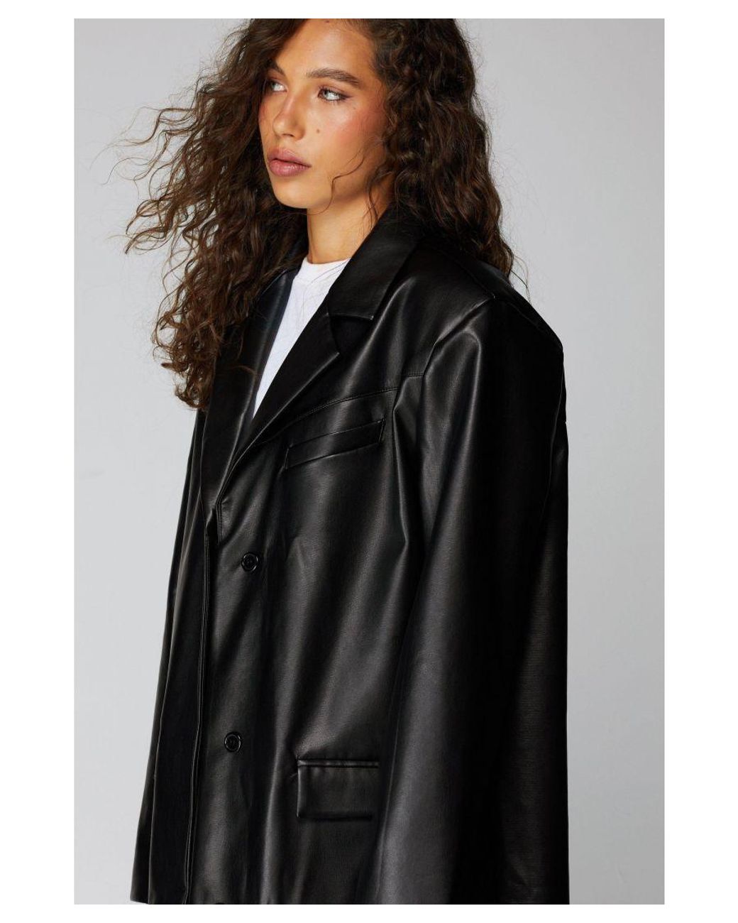 Nasty Gal Faux Leather Duster Coat in Black Lyst UK