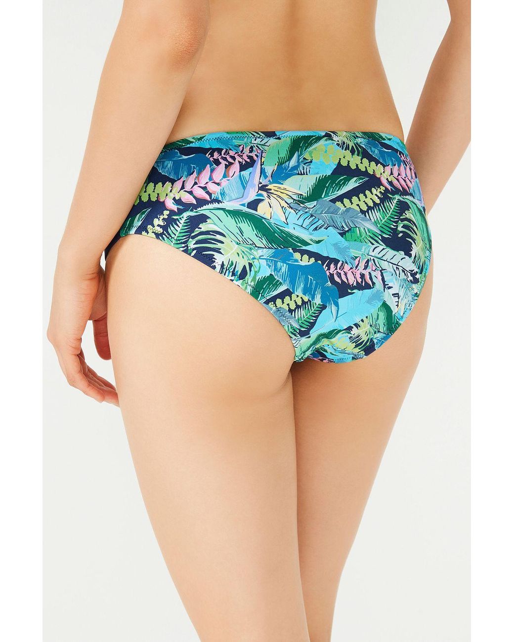 Penti Blue Mid-Waist Tropical Hipster Bikini Bottoms