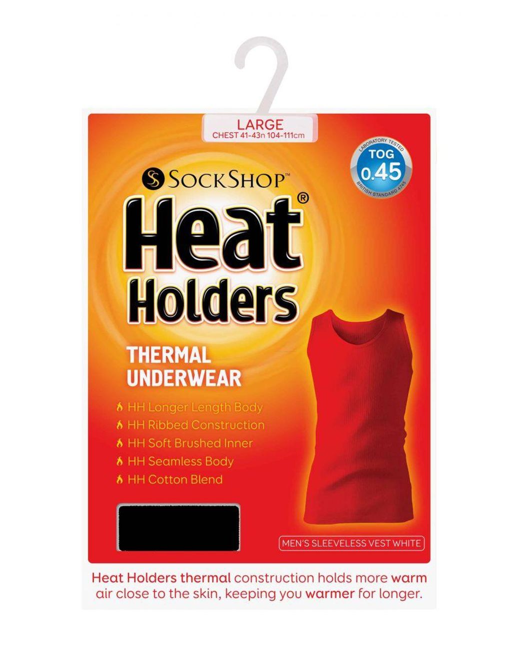 Heat Holders Black Cotton Thermal Underwear Sleeveless Vest for men