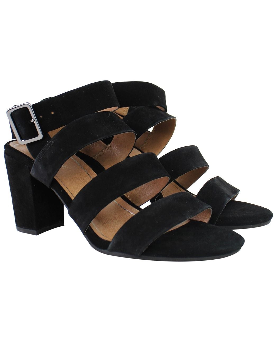 Vionic Black Perk Blaire Heeled Sandals Suede