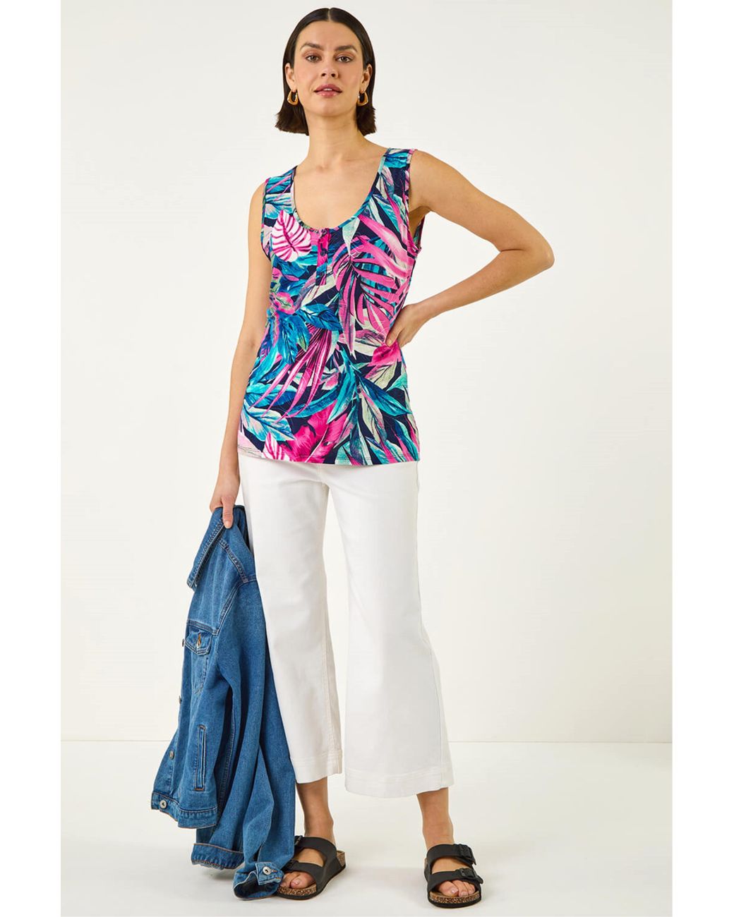 Roman Blue Tropical Front Button Vest