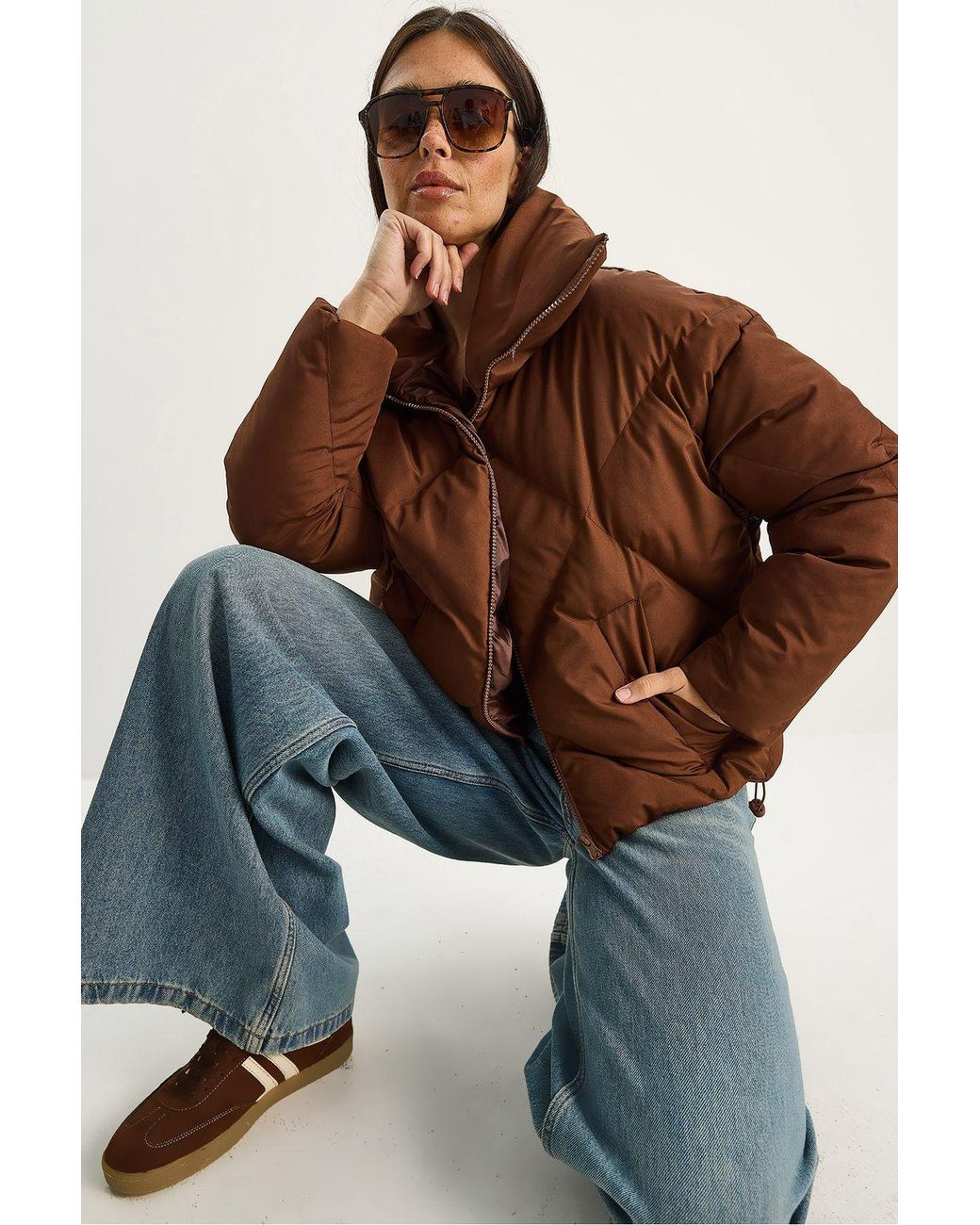 Bianco Lucci Brown Oversized Puffer Coat