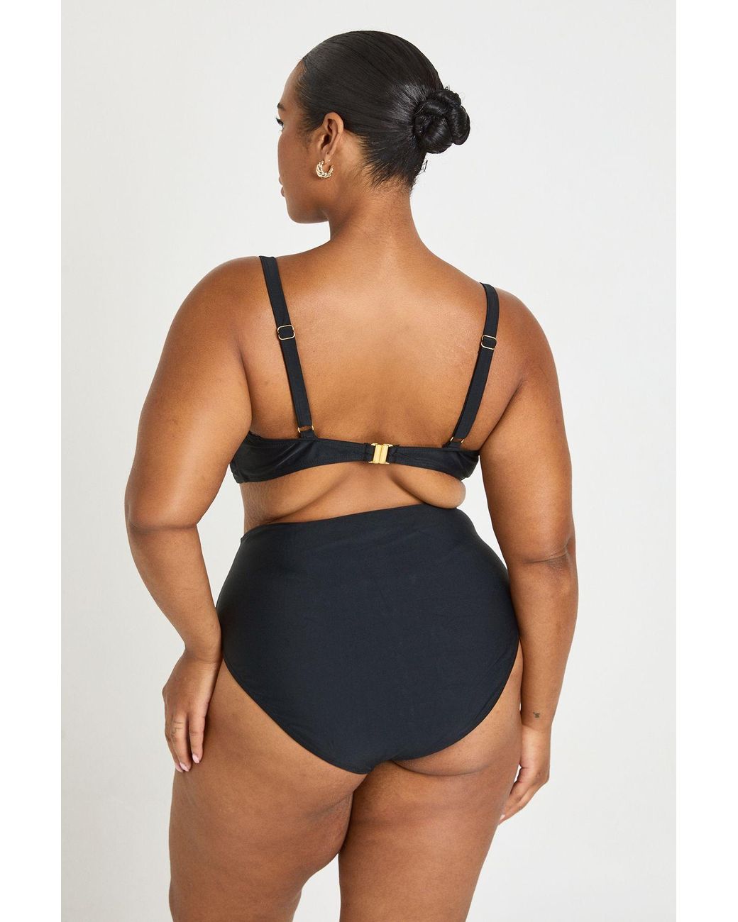 Boohoo Blue Plus Trim Detail Bikini Top & High Waist Brief Set