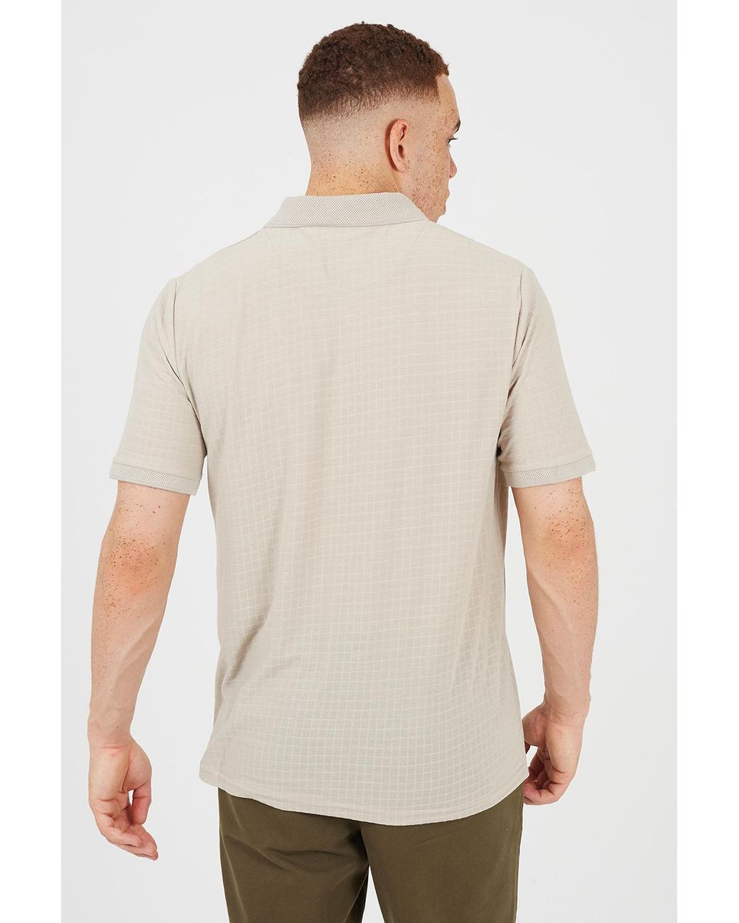 Brave Soul Natural Trophy Neck Jacquard Polo Shirt for men
