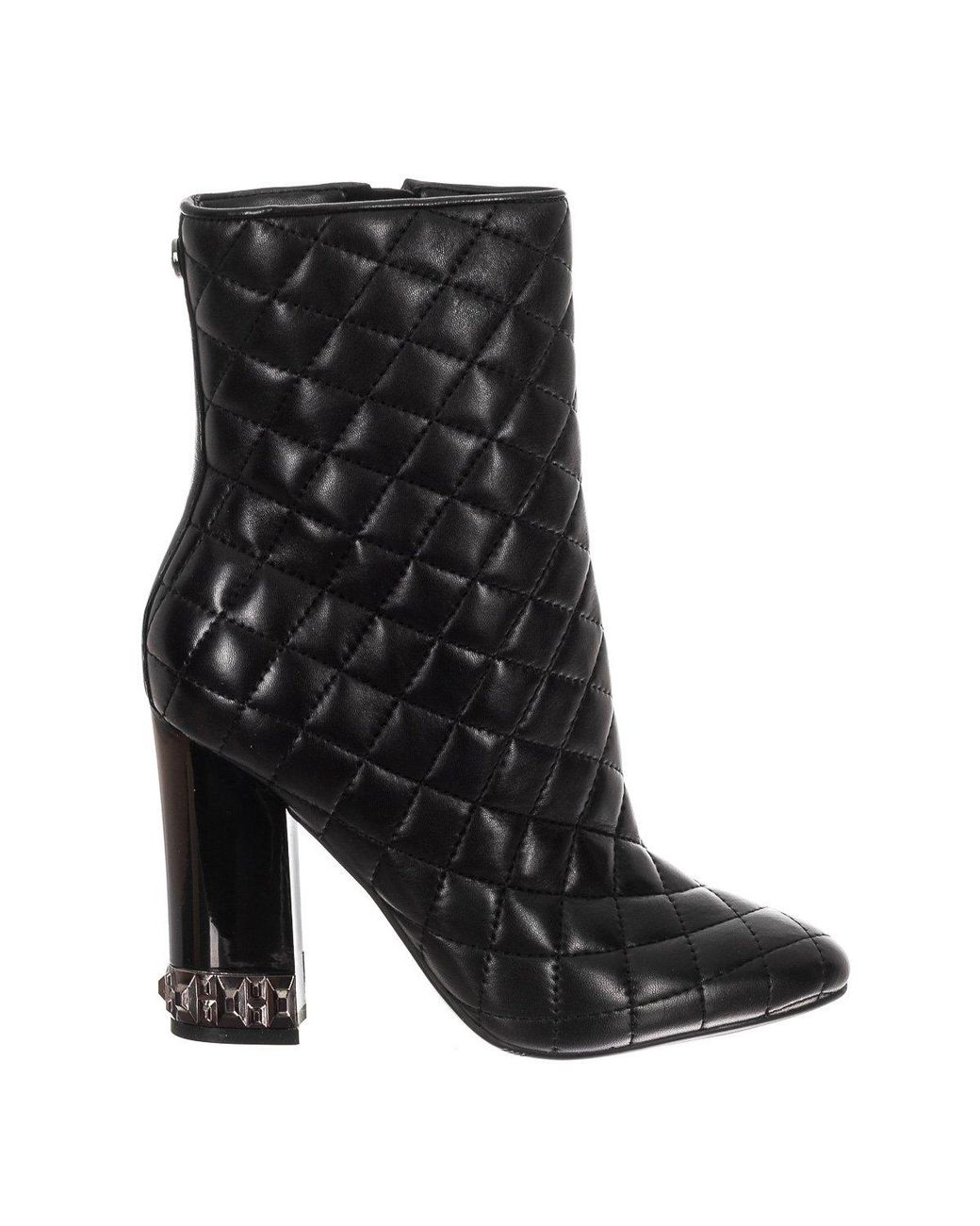 Guess Black Round Toe Padded Finish Flat Ankle Boots Fllde3Lea10