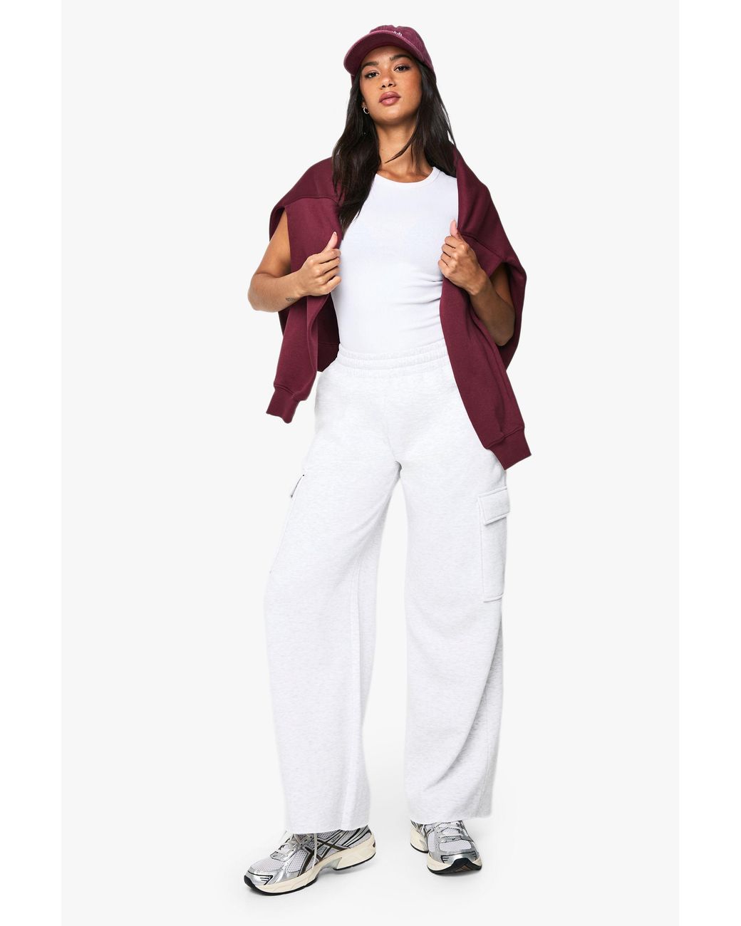 Boohoo White Wide Leg Cargo Jogger
