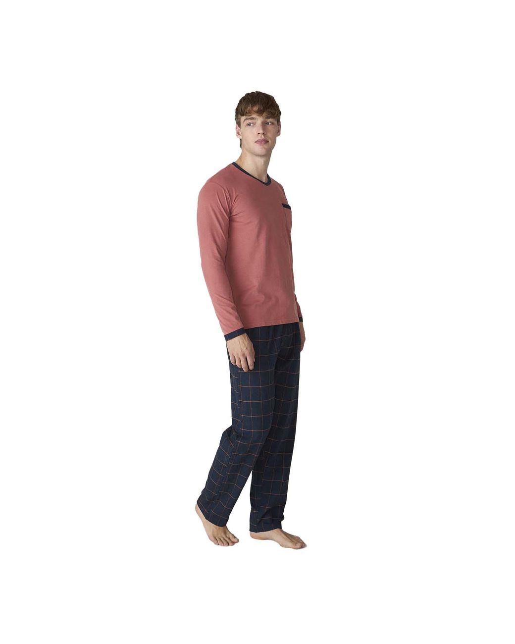 J&j Brothers Red Jjb18 Long-Sleeved Cotton Pajamas for men