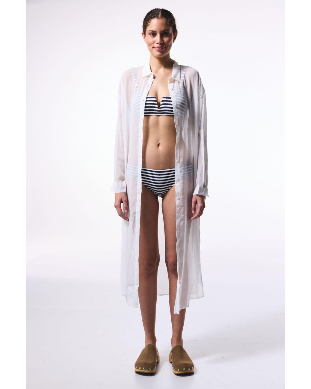 Penti White Oversized Maxi Transparent Shirt