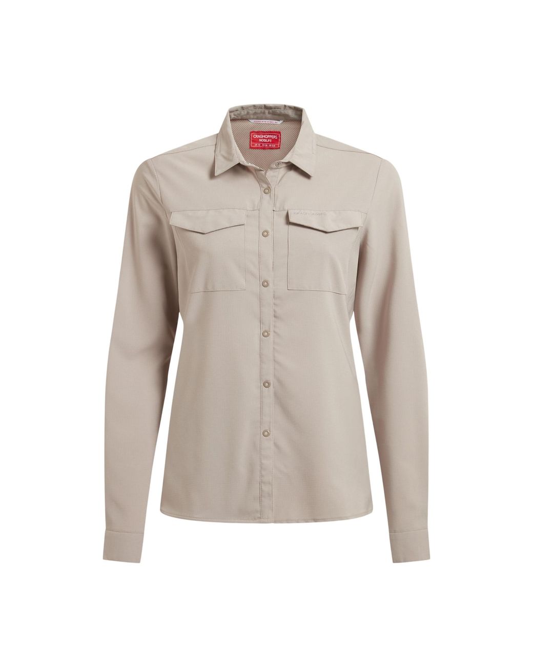 Craghoppers Gray Ladies Nosilife Pro Iii Long-Sleeved Shirt (Soft Mushroom)