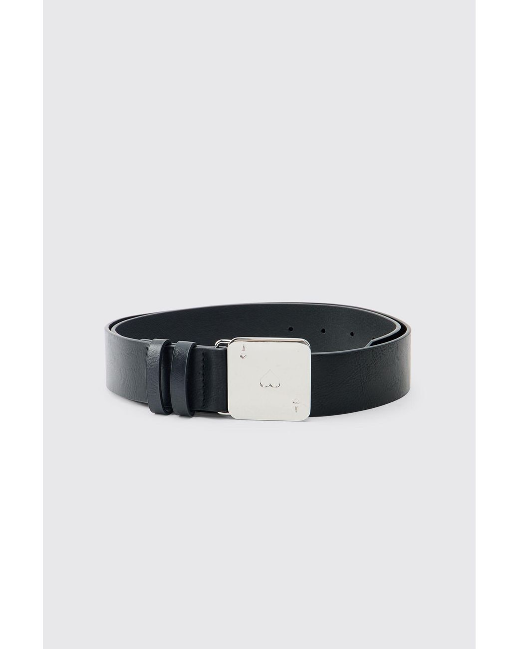 BoohooMAN Black Pu Card Buckle Belt for men