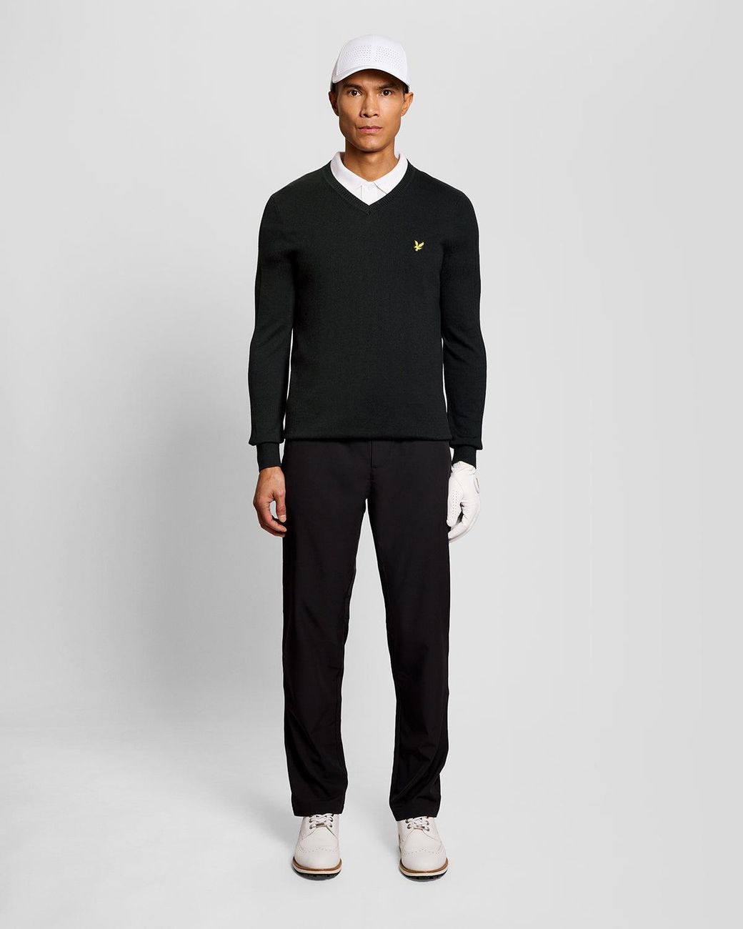 Lyle & Scott Black Cotton Blend V-Neck Jumper