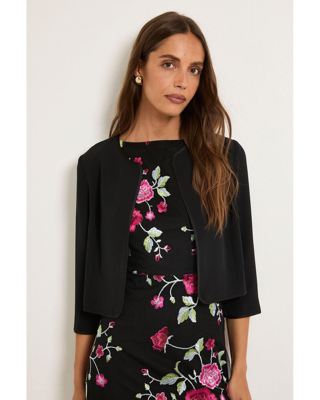 Wallis Black Woven Collarless Jacket