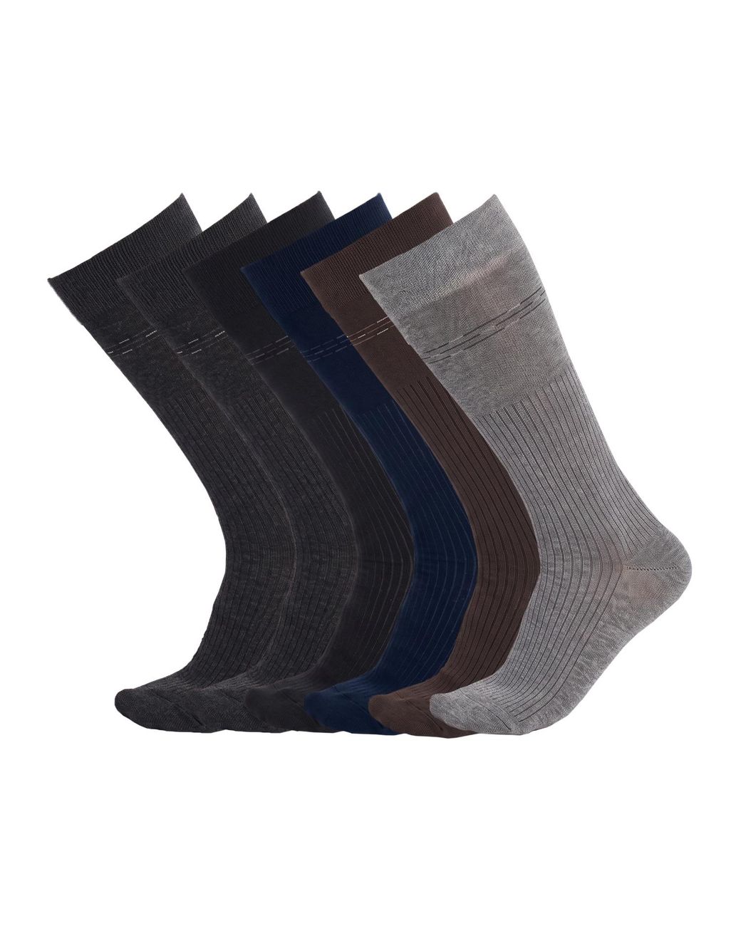Pro Socks Blue 6 Pairs Executive High-Top Seamless S17678 for men