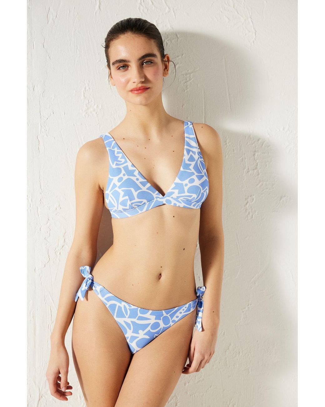 Penti Blue Geometric Triangle Bikini Top