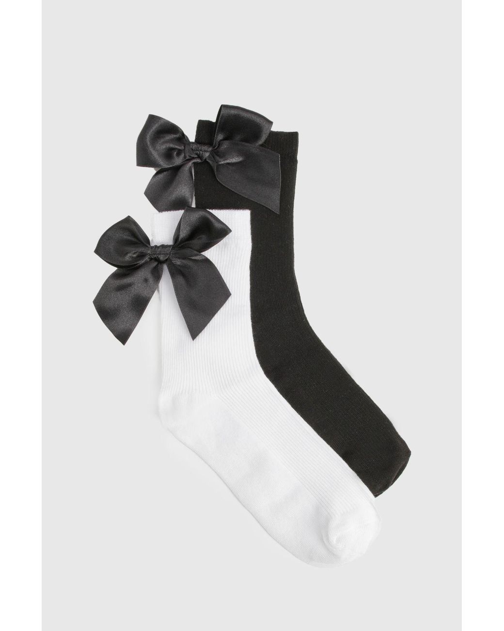 Boohoo Black 2 Pack Oversized Bow Detail Socks