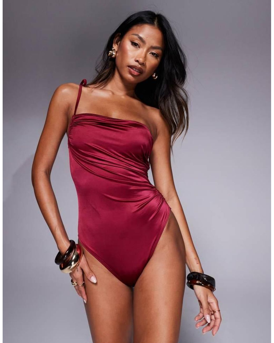 KBX Red One Shoulder Swimsuit