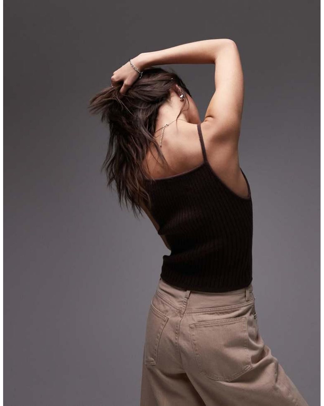 House Of Sunny Black Peggy Knit Rib Vest