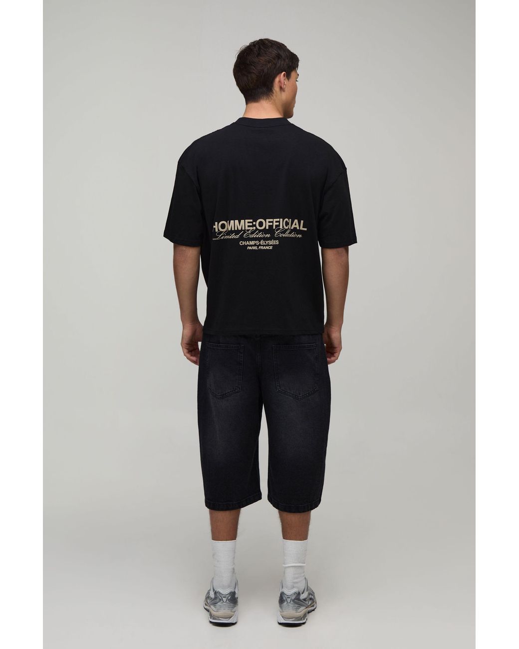 BoohooMAN Black Oversized Boxy Homme Rubber Print T-Shirt for men