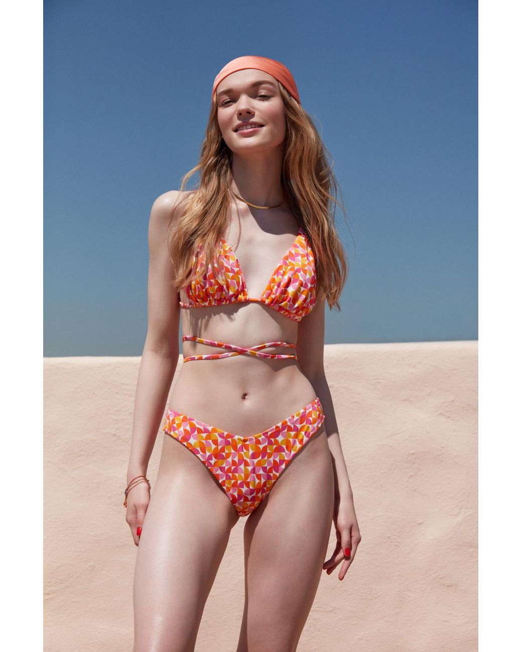 Penti Blue Mid-Waist Geometric Hipster Bikini Bottoms