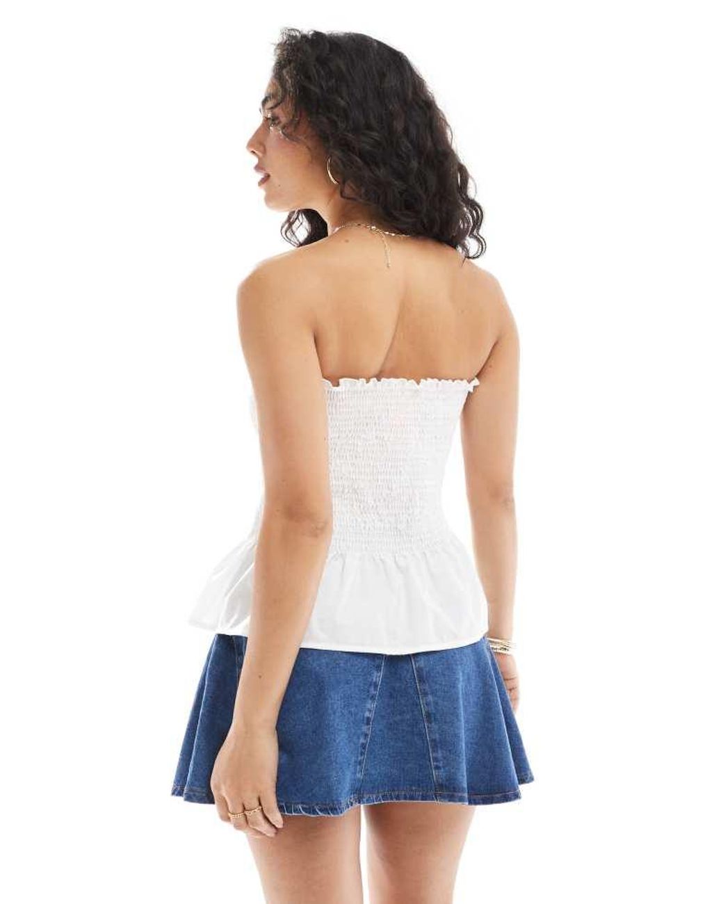 ASOS White Denim Godet Mini Skirt