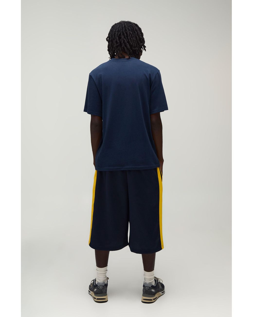 BoohooMAN Blue Stripe Tricot Jersey Bermuda Jort for men