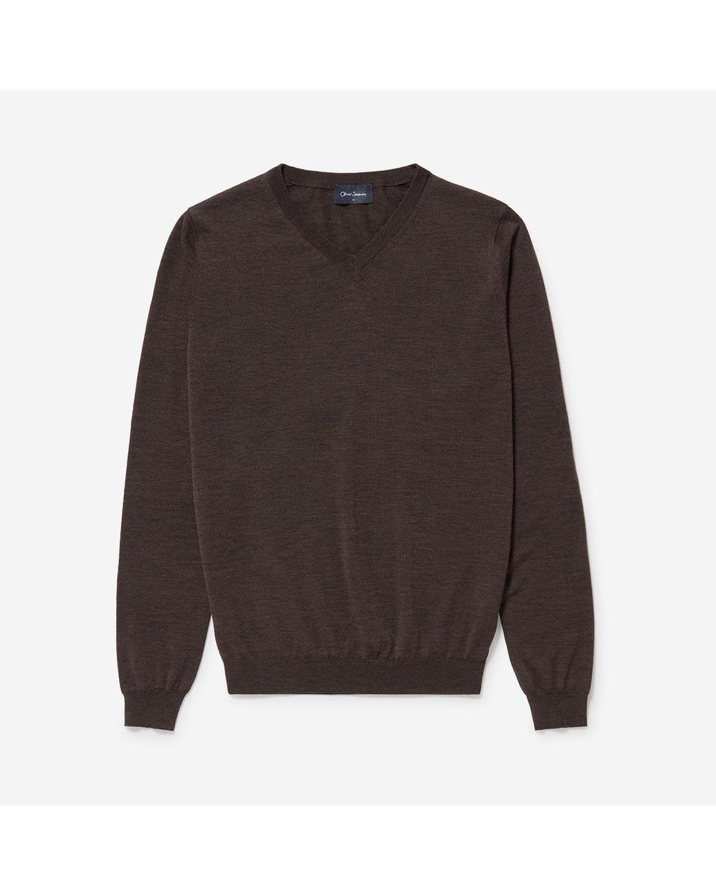 Oliver Sweeney Brown Merino Wool V-Neck Jumper for men