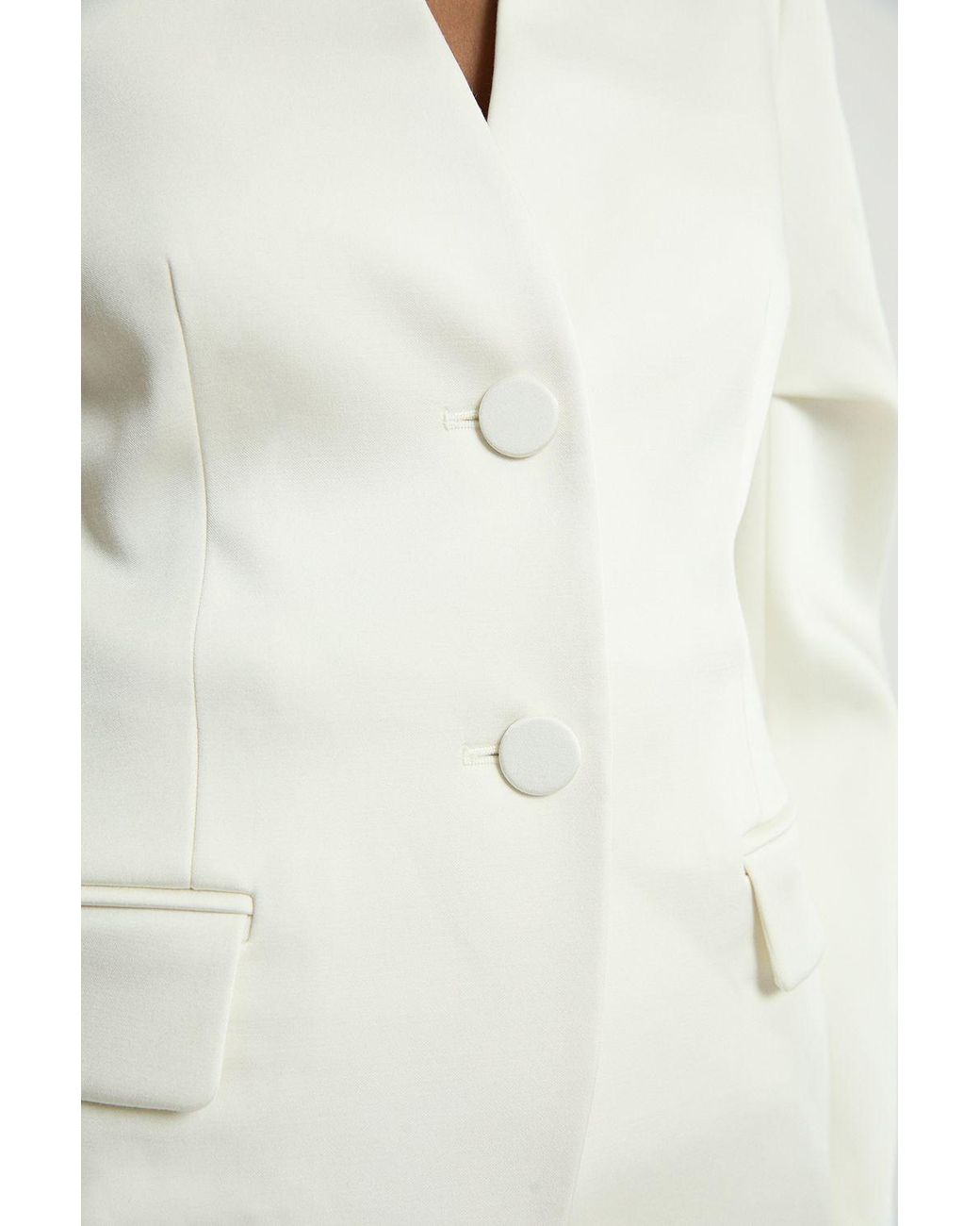 Karen Millen Natural Tailored Satin Collarless Blazer