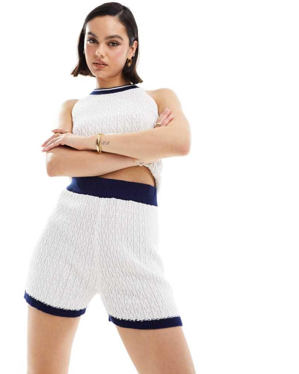 Cable Knit Knit Co Ord Shorts Charcoal Tight Cable Knit Short