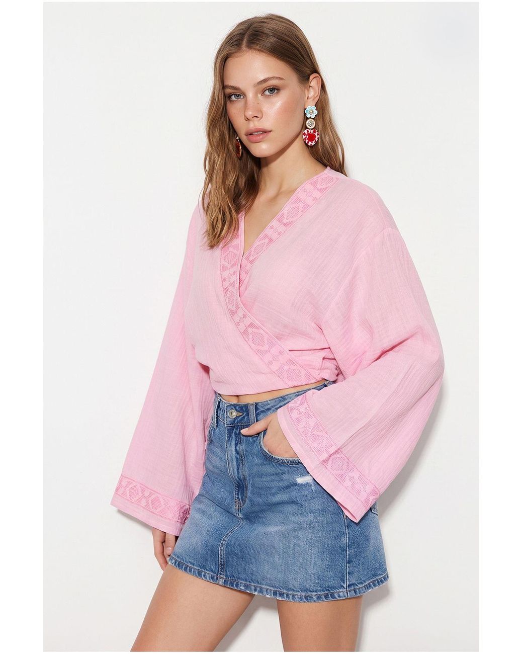 Bianco Lucci Pink Cotton Blouse