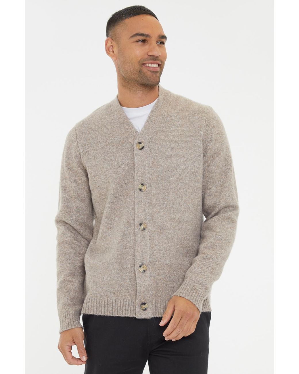 Threadbare Gray Knitted Button Up Cardigan for men