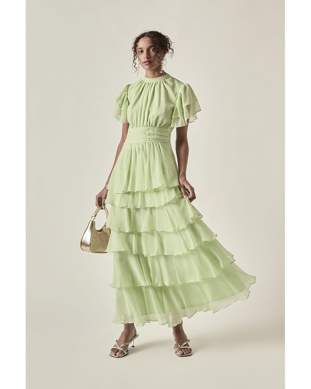 James Lakeland Green Ruffle Tiered Maxi Dress –