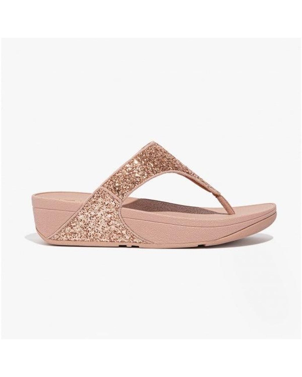 Fitflop Pink Lulu Glitter Ladies Toe Post Sandals Rose