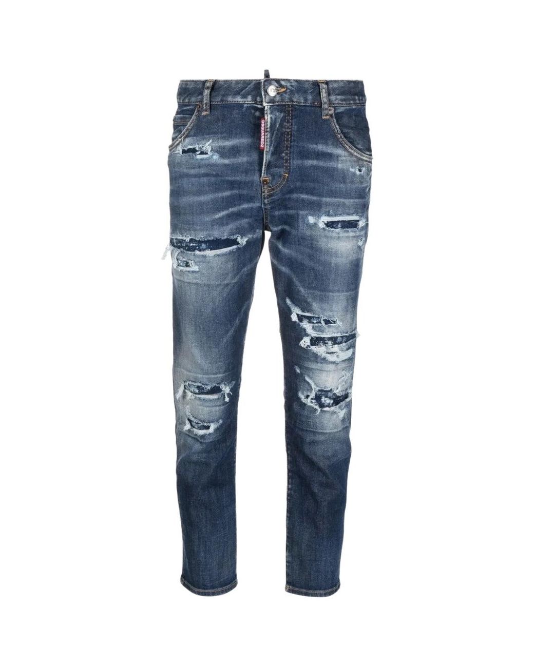 DSquared² Blue Skater Jean Destroyed Reinforced Denim Jeans Cotton for men