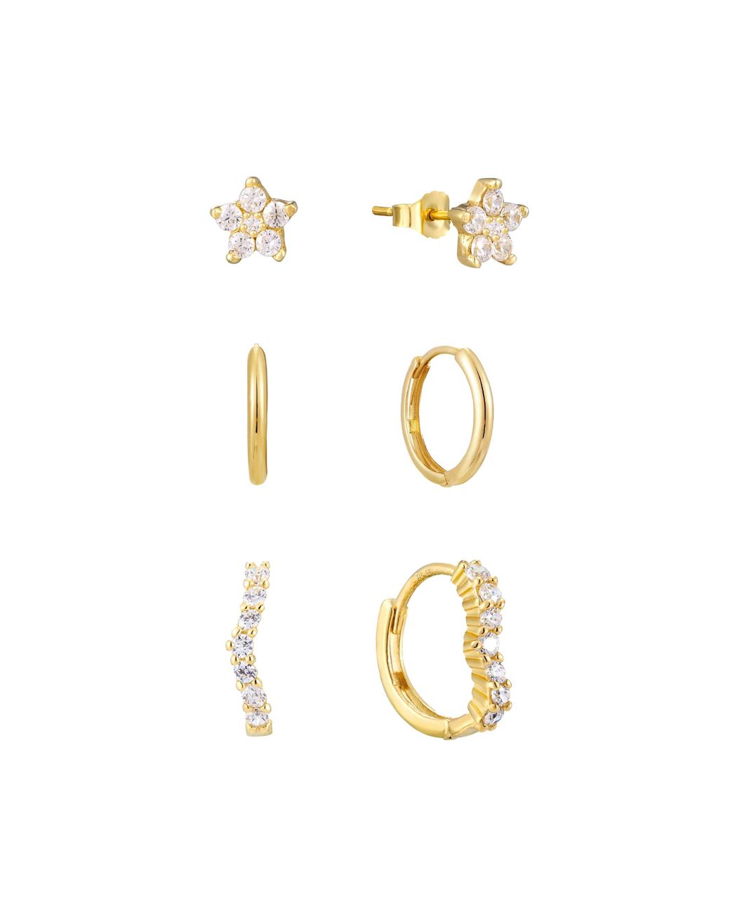 The Jewellery Stockroom Metallic Plated Floral Set Of 3 Earrings