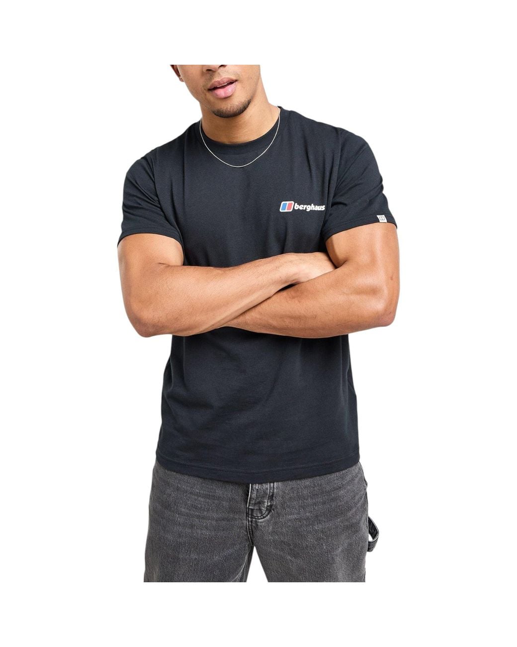 Berghaus Black T Shirt Crew Neck Mount Diagram Short Sleeve Graphic Tee Cotton for men