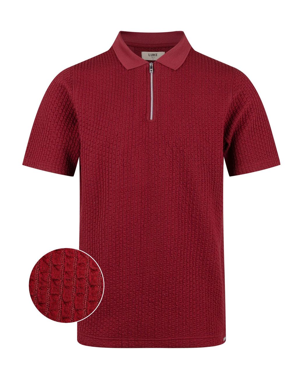 Luke 1977 Waffle On Jacquard Textured Zip Polo for men