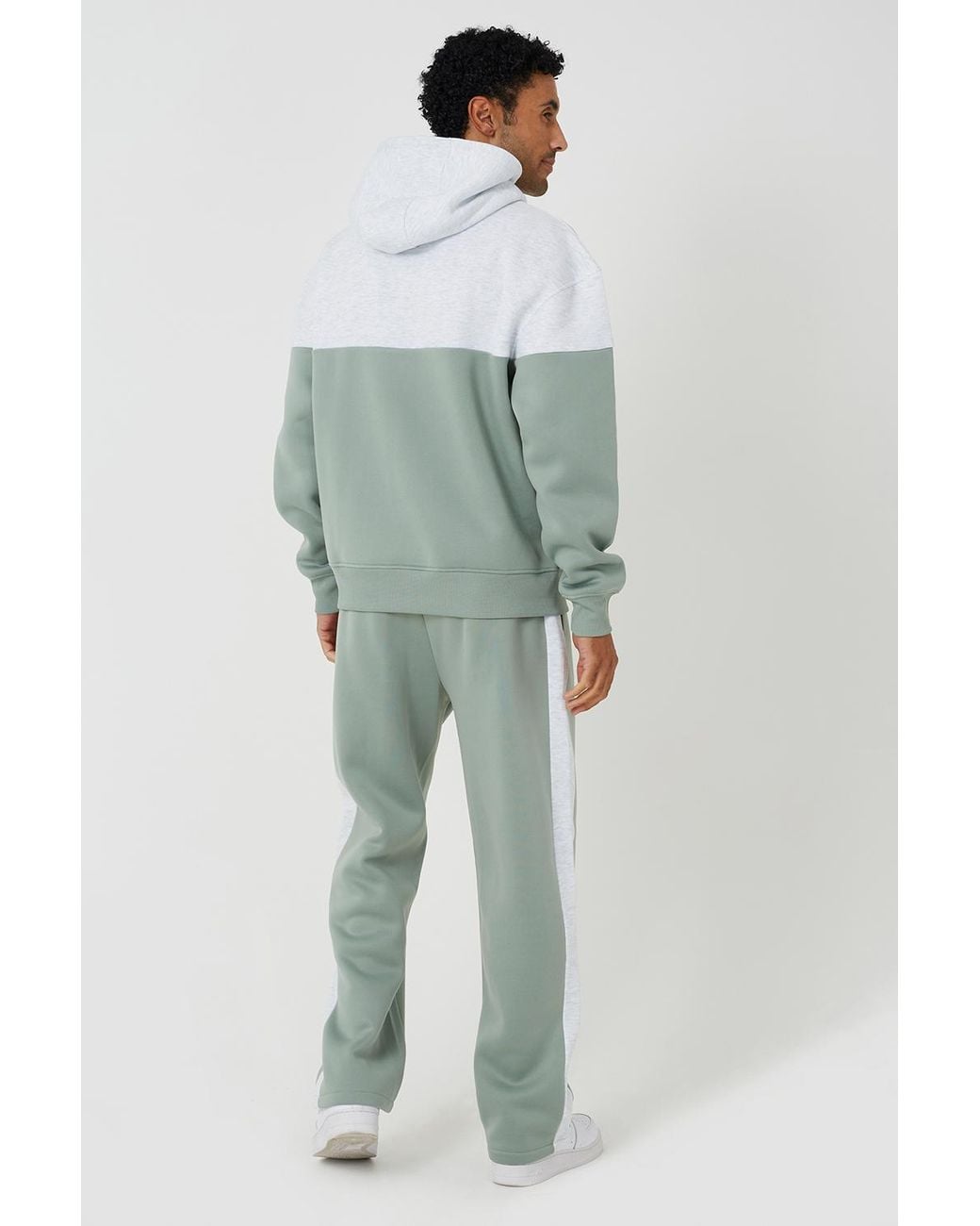 Brave Soul Green Relaxed Fit Colourblock Hoodie & Wide Leg Jogger Co-Ord for men