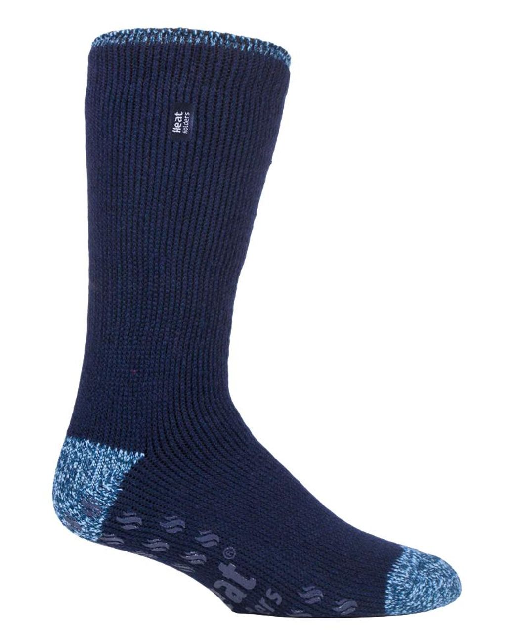 Heat Holders Blue Twist Stripe Patterned Fleece Lined Slipper Socks for men