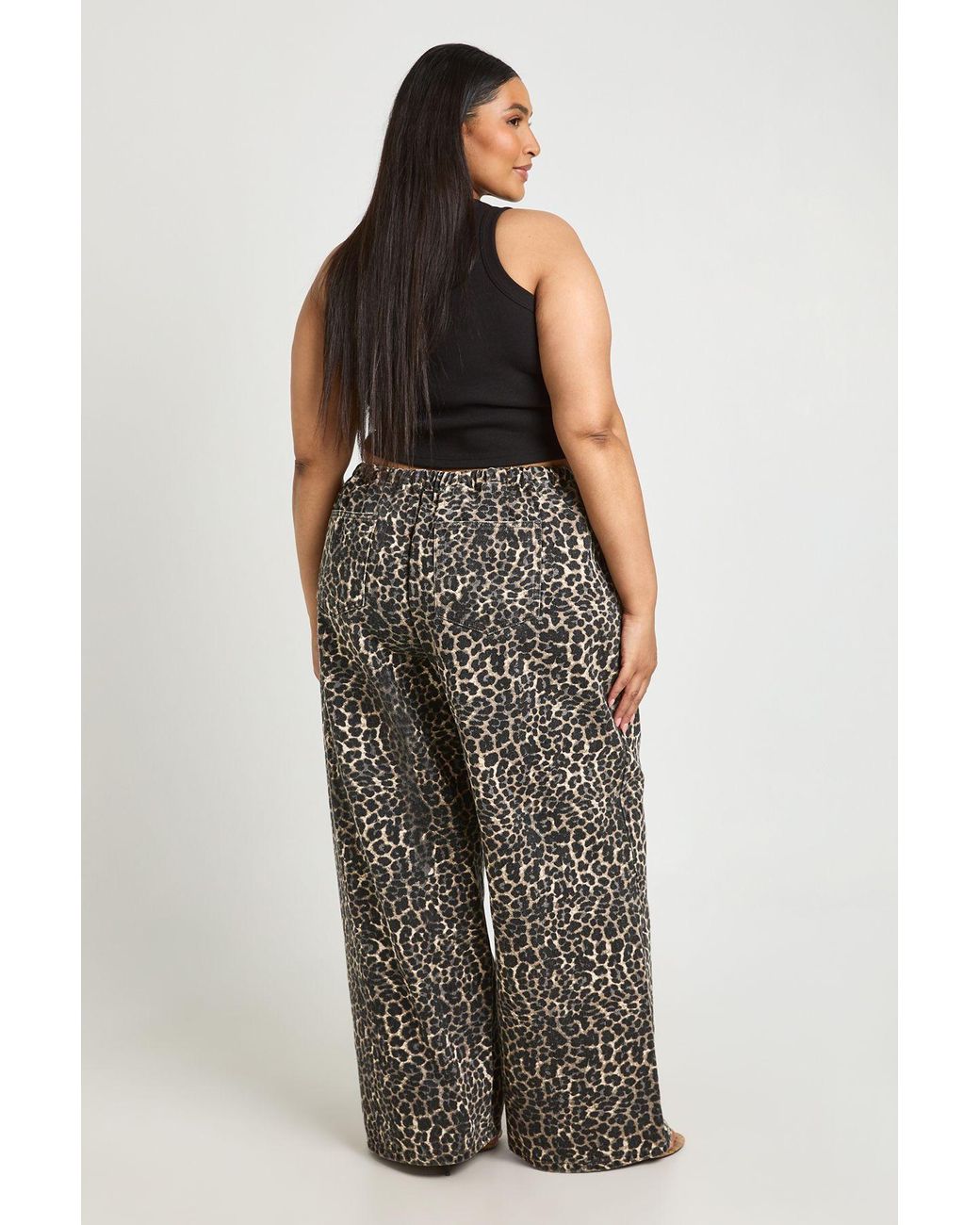 Boohoo Multicolor Plus Print Elasticated Wide Leg Jean