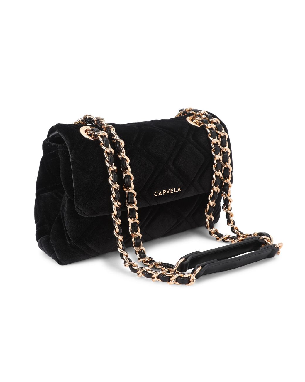 Carvela Kurt Geiger Black Velvet Rosa Chain Shoulder Bag