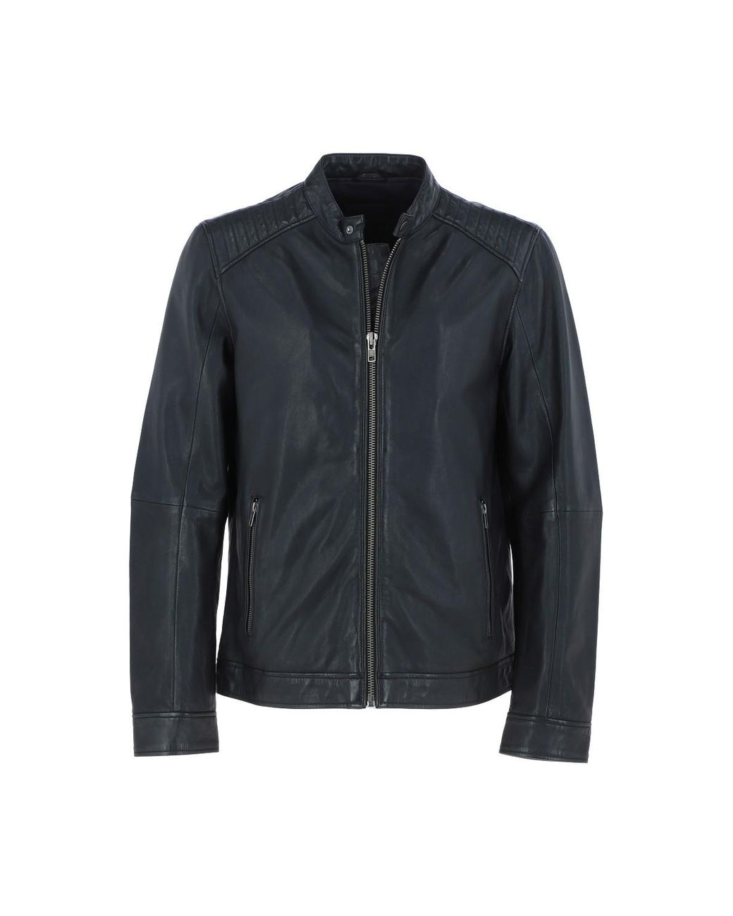Ashwood Leather Blue 'Amj-8' Real Biker Jacket for men