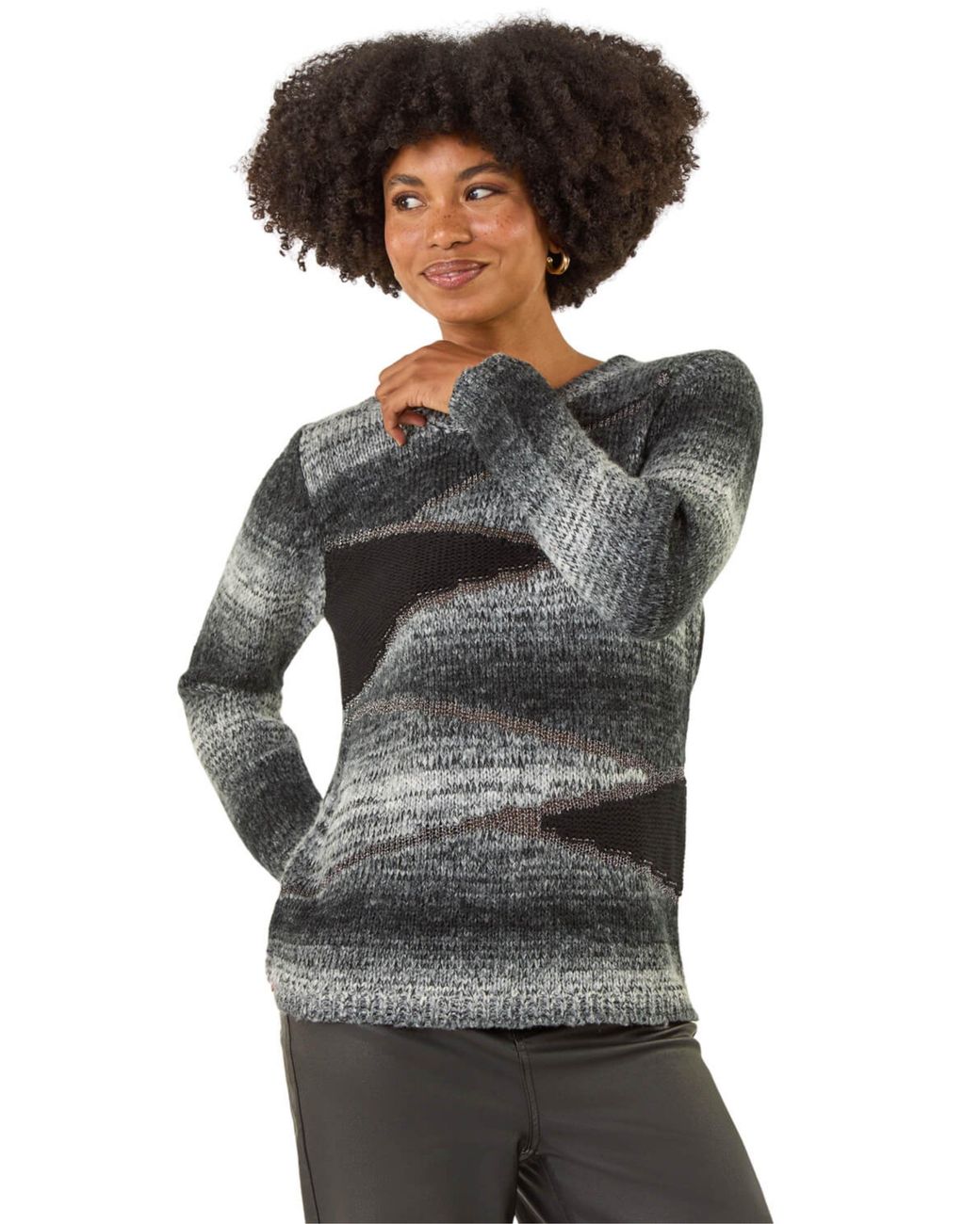 Roman Gray Colour Block Knit Jumper