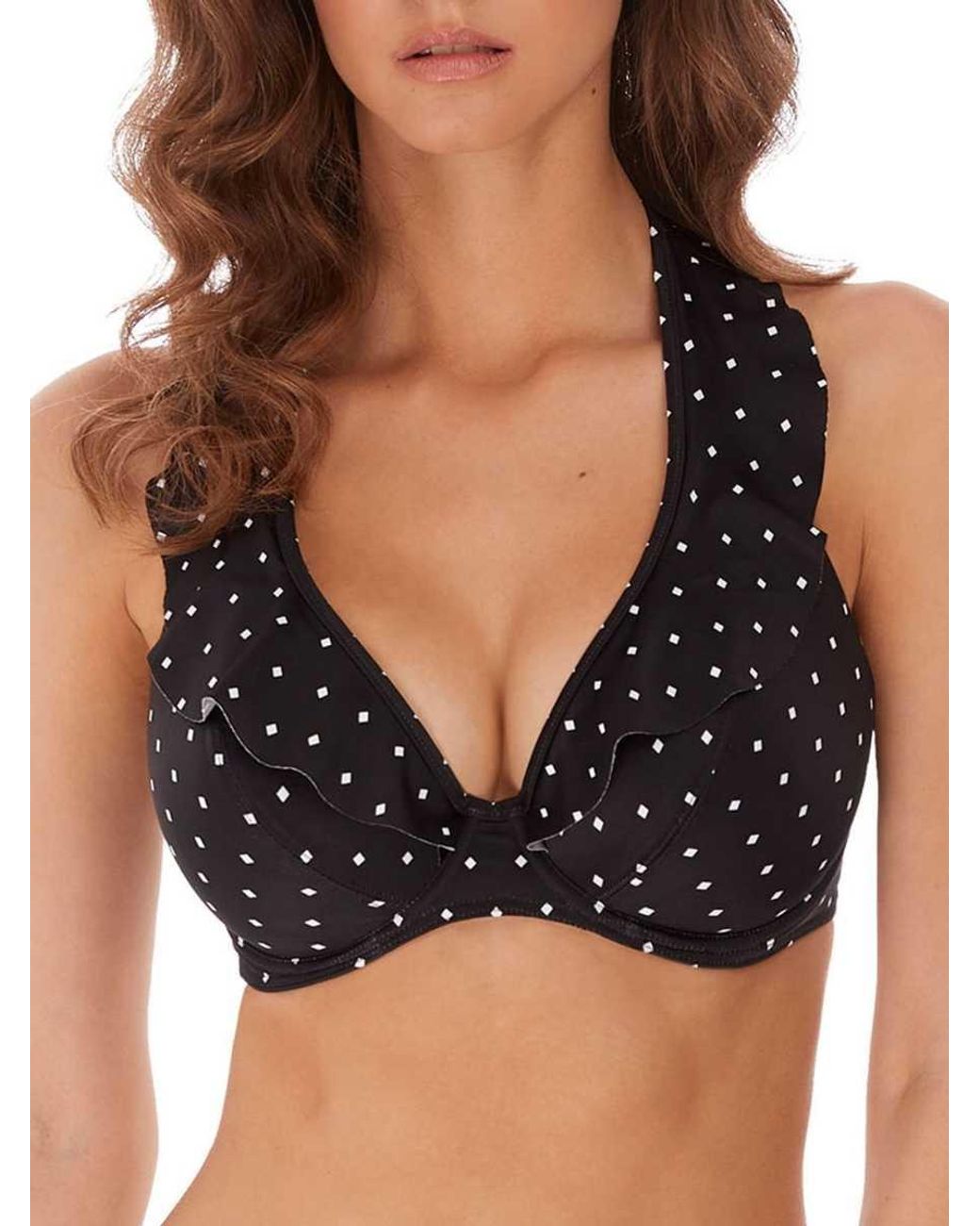 Freya Black Jewel Cove High Apex Bikini Top