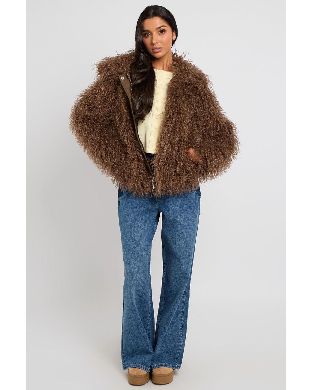 Urban Bliss Blue Mongolian Faux Fur Jacket